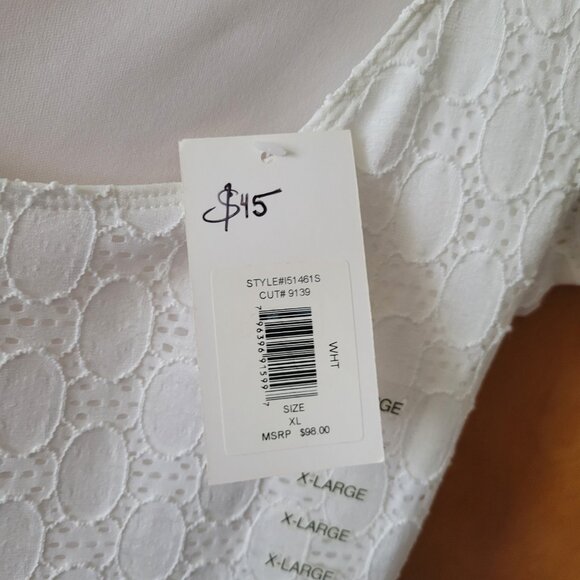 NEW Isaac Mizrahi QVC Dress XL White eyelet lace lined short sleeves SUMMER NWT - Picture 12 of 14